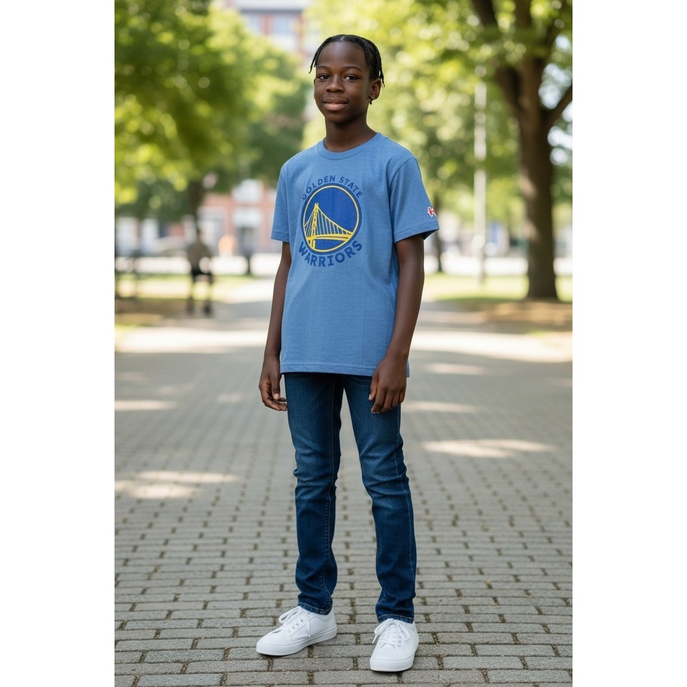 Homage Golden State Warriors Kids Blue Graphic T-Shirt NBA Logo Tee Size 6